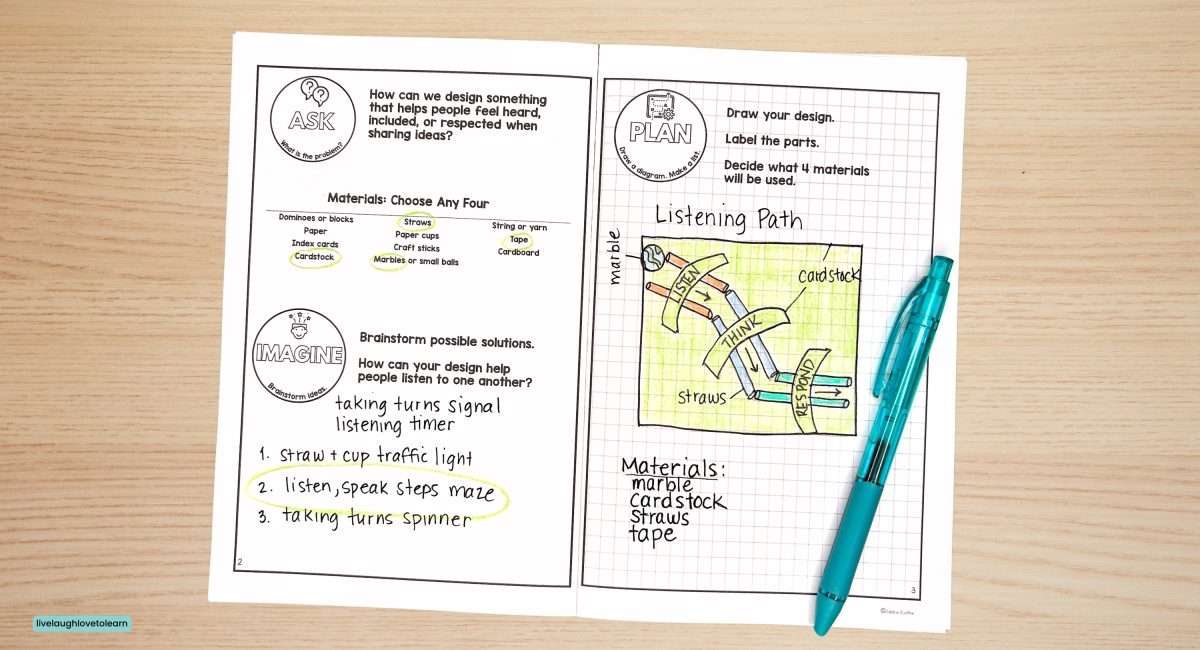 STEM challenges in the classroom planning worksheet and student design process