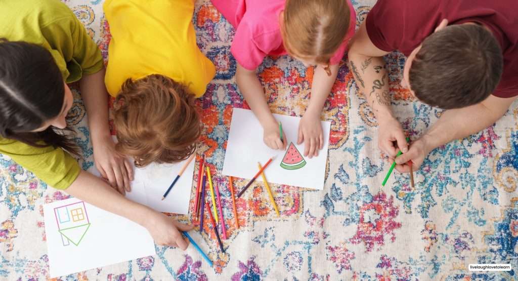 Students drawing shapes to explore angles in a hands-on real-world geometry activity