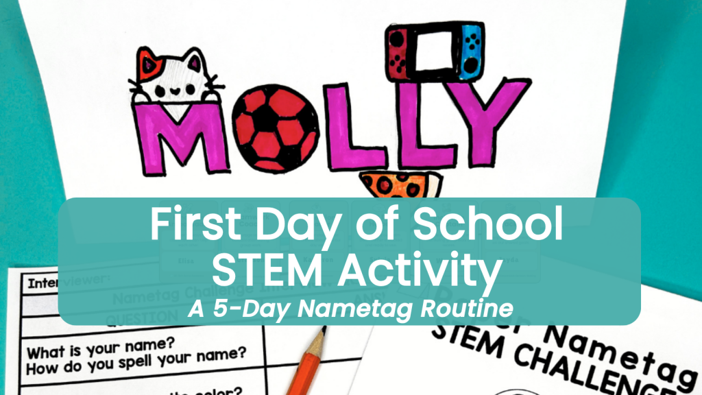 Elementary students using a STEM nametag speaking and listening routine