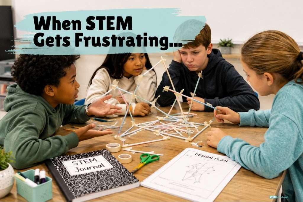 STEM classroom management strategies help upper elementary students work through frustration during a hands-on engineering challenge.